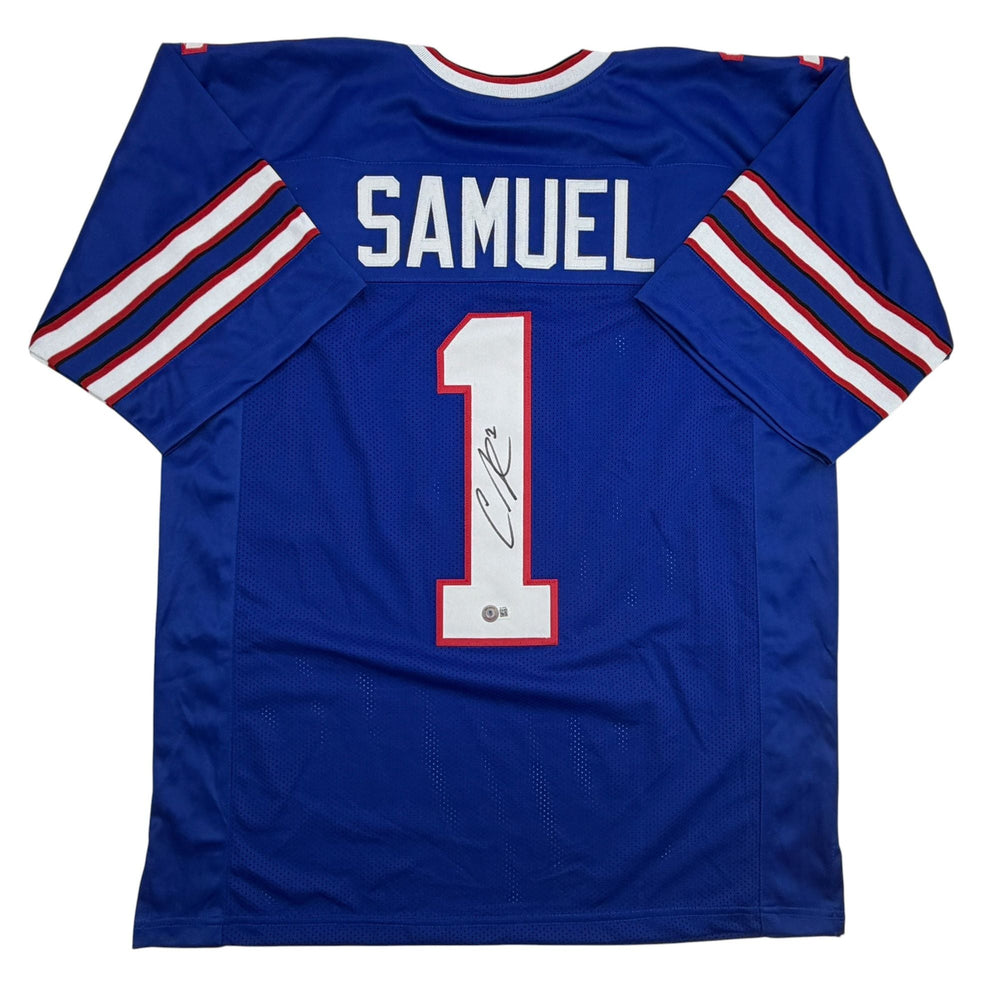 Autographed/Signed Curtis Samuel Buffalo Blue Football Jersey Beckett BAS COA