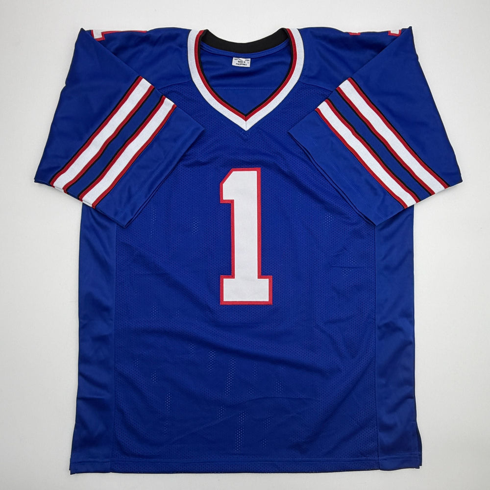 Autographed/Signed Curtis Samuel Buffalo Blue Football Jersey Beckett BAS COA