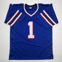 Autographed/Signed Curtis Samuel Buffalo Blue Football Jersey Beckett BAS COA