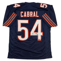 Autographed/Signed Brian Cabral Chicago Blue Football Jersey Beckett BAS COA
