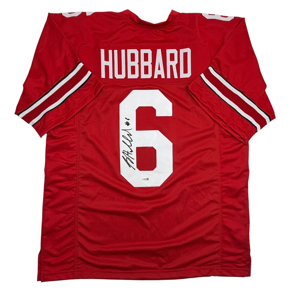 Autographed/Signed Sam Hubbard Ohio State Red College Football Jersey JSA COA