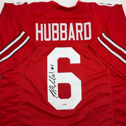 Autographed/Signed Sam Hubbard Ohio State Red College Football Jersey JSA COA