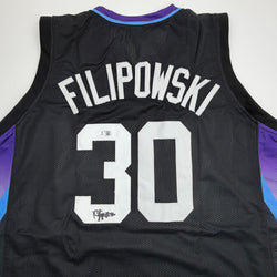 Autographed/Signed Kyle Filipowski Utah Black Basketball Jersey Beckett BAS COA