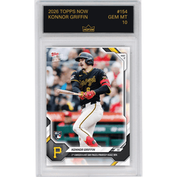 Graded 2026 Topps Now Konnor Griffin #154 1st Career 4 Hit Day Paces Pirates Huge Win Pittsburgh Pirates Rookie RC Baseball Card HOFSM 10 Gem Mint