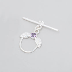 17x18mm Sterling Silver Toggle with Leaves and Amethyst 1 piece (ONLINE ORDER ONLY)