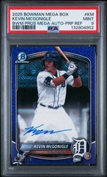 Graded 2025 Topps Bowman Mega Box Kevin McGonigle #KM Purple Refractor Auto /199 Rookie RC Baseball Card PSA 9 Mint