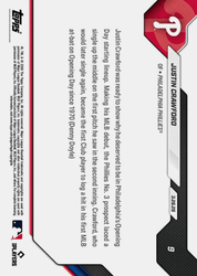 2026 Topps Now Justin Crawford #39 Orange Foil /25 Youngest Club Player with Walk Off Hit Since '97 Philadelphia Phillies Rookie RC Baseball Card