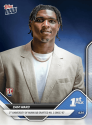 2025 Topps Now NFL Cam Ward #D1 Draft Tennessee Titans Rookie RC Football Card