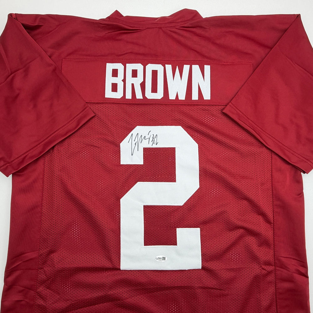 Autographed/Signed Zabien Brown Alabama Red College Football Jersey JSA COA