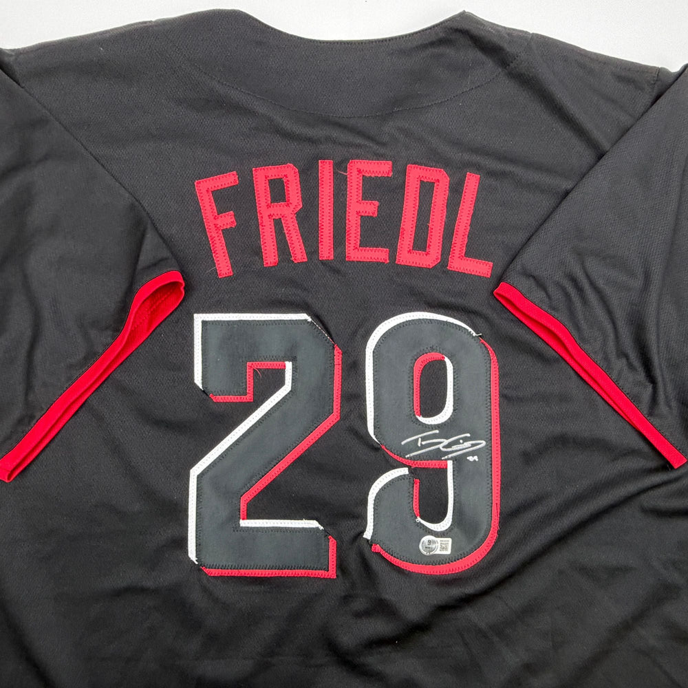 Autographed/Signed TJ Friedl Cincinnati Black City Connect Baseball Jersey Beckett BAS COA