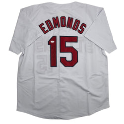 Autographed/Signed Jim Edmonds St. Louis White Baseball Jersey JSA COA