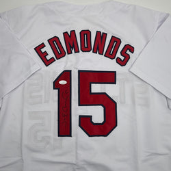 Autographed/Signed Jim Edmonds St. Louis White Baseball Jersey JSA COA