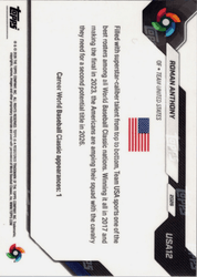 2026 Topps Now WBC Roman Anthony #USA12 Logo Refractor Team USA Baseball Card