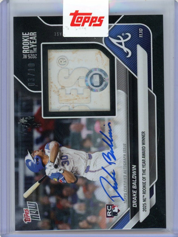 2025 Topps Now Drake Baldwin #OS1B Black Relic Auto /10 2025 NL Rookie of the Year Award Winner Atlanta Braves Rookie RC Baseball Card