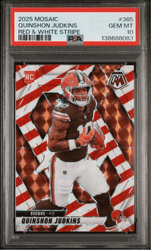 Graded 2025 Panini Mosaic Quinshon Judkins #365 Red & White Stripe Rookie RC Football Card PSA 10 Gem Mint