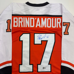 Autographed/Signed Rod Brind'Amour Philadelphia Orange Hockey Jersey Beckett BAS COA
