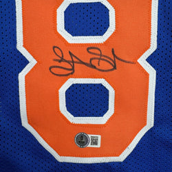 Autographed/Signed Latrell Sprewell New York Blue Basketball Jersey Beckett BAS COA