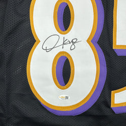 Autographed/Signed Derrick Mason Baltimore Black Football Jersey Beckett BAS COA