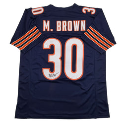 Autographed/Signed Mike Brown Chicago Blue Football Jersey JSA COA