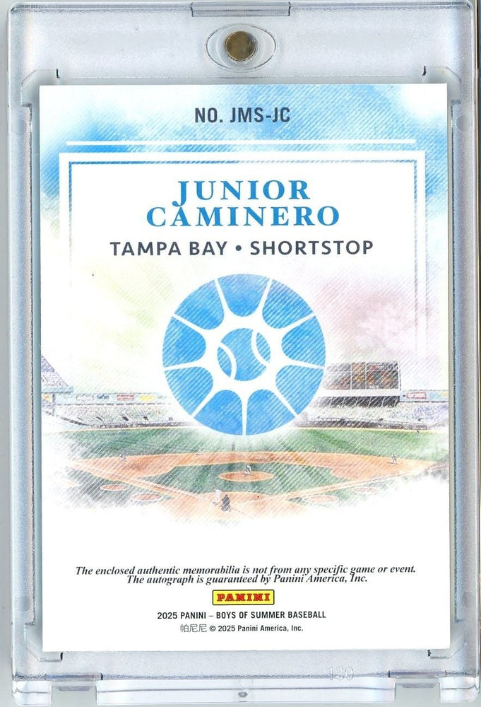 2025 Panini Boys of Summer Junior Caminero #JMSJC 5/5 Relic Patch Auto Baseball Card