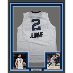 Framed Autographed/Signed Ty Jerome 35x39 Memphis White Basketball Jersey Beckett BAS COA