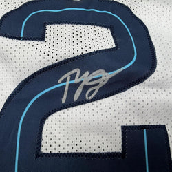Framed Autographed/Signed Ty Jerome 35x39 Memphis White Basketball Jersey Beckett BAS COA