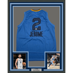 Framed Autographed/Signed Ty Jerome 35x39 Memphis Light Blue Basketball Jersey Beckett BAS COA