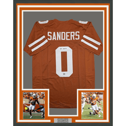 Framed Autographed/Signed Ja'Tavion Sanders 35x39 Texas Orange College Football Jersey Beckett BAS COA