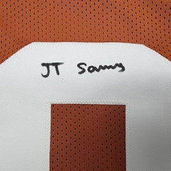 Framed Autographed/Signed Ja'Tavion Sanders 35x39 Texas Orange College Football Jersey Beckett BAS COA