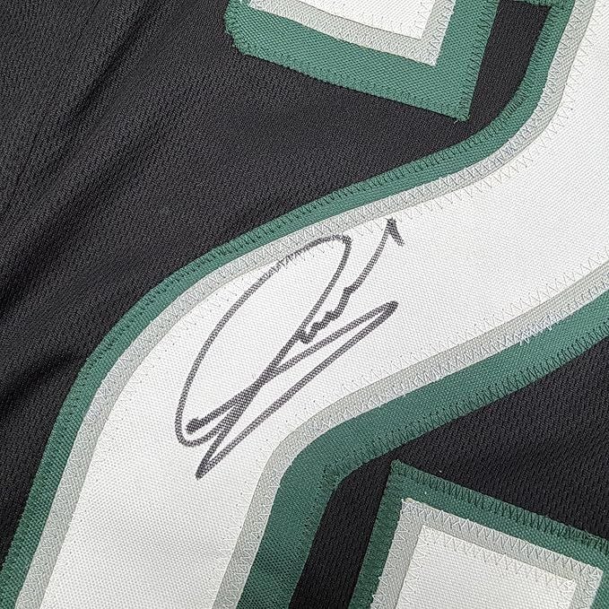 Framed Autographed/Signed Andrew Mukuba 35x39 Philadelphia Black Pro Cut Football Jersey JSA COA