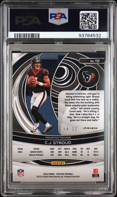 Graded 2023 Panini Spectra CJ Stroud #112 /99 Celestial Rookie RC Football Card PSA 10 Gem Mint
