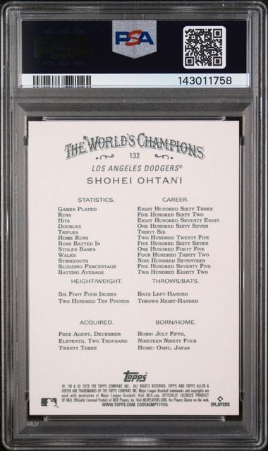 Graded 2025 Topps Allen & Ginter Shohei Ohtani #132 Baseball Card PSA 10 Gem Mint