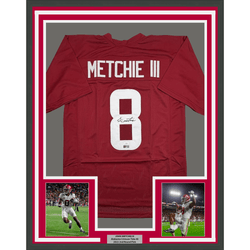 Framed Autographed/Signed John Metchie III 35x39 Alabama Red College Football Jersey JSA COA