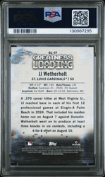 Graded 2025 Topps Bowman JJ Wetherholt #GL17 Greatness Loading Aqua Refractor /125 Rookie RC Baseball Card PSA 10 Gem Mint