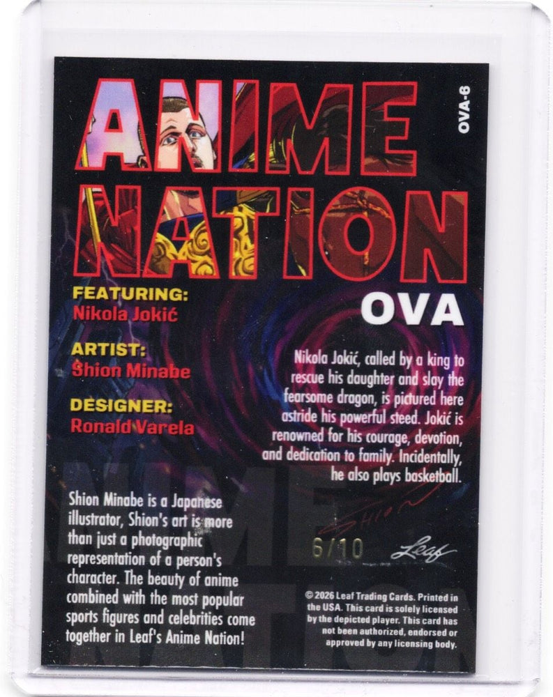 2026 Leaf Nikola Jokic #OVA6 Anime Nation Red /10 Denver Nuggets Basketball Card