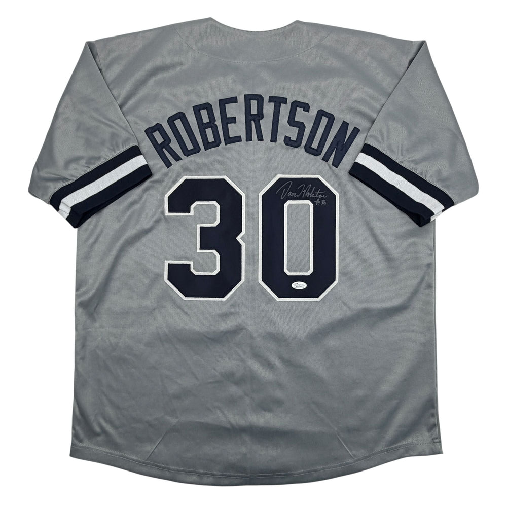 Autographed/Signed David Robertson New York Grey Baseball Jersey JSA COA