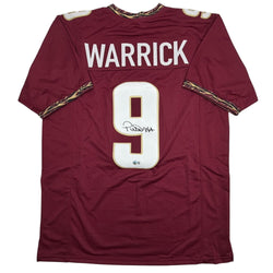 Autographed/Signed Peter Warrick Florida State FSU Maroon College Football Jersey Beckett BAS COA