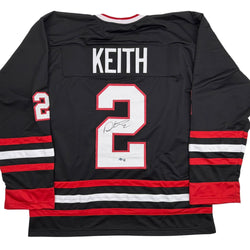 Autographed/Signed Duncan Keith Chicago Black Hockey Jersey Beckett BAS COA