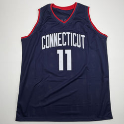 Autographed/Signed Alex Karaban UConn Connecticut Blue College Basketball Jersey Beckett BAS COA