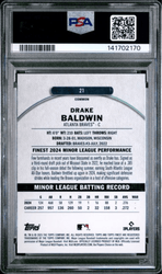 Graded 2025 Topps Finest Drake Baldwin #21 Purple Refractor /250 Rookie RC Baseball Card PSA 10 Gem Mint