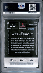 Graded 2025 Topps Bowman JJ Wetherholt #BTP15 Scouts Top 100 Rookie RC Baseball Card PSA 10 Gem Mint