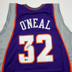 Autographed/Signed Shaquille Shaq O'Neal Phoenix Purple Basketball Jersey Beckett BAS COA