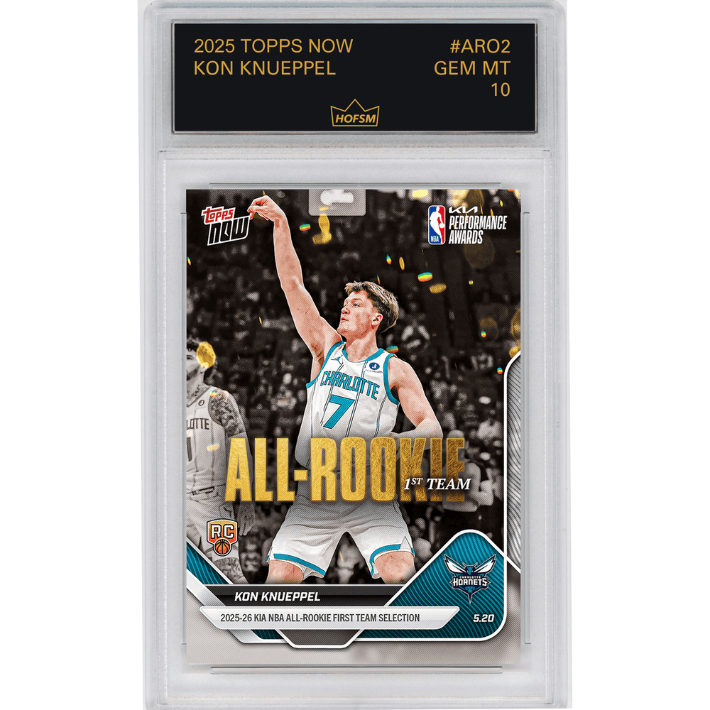 Graded 2025 Topps Now Kon Knueppel #AR02 2025-26 KIA NBA All Rookie First Team Selection Charlotte Hornets Rookie RC Basketball Card HOFSM 10 Gem Mint