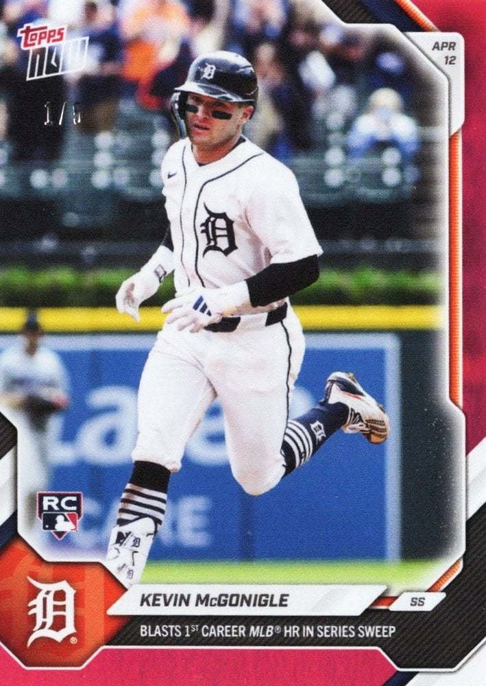 2026 Topps Now Kevin McGonigle #75 Red Foil /5 Blasts 1st Carer MLB Home Run in Series Sweep Detroit Tigers Rookie RC Baseball Card