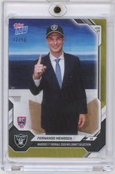 2026 Topps Now Fernando Mendoza #FMEN Gold Foil /50 Raiders 1st Overall 2026 NFL Draft Selection Las Vegas Raiders Rookie RC Football Card