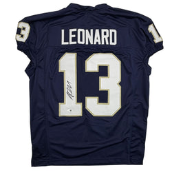 Autographed/Signed Riley Leonard Notre Dame Blue Pro Cut College Football Jersey JSA COA