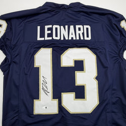 Autographed/Signed Riley Leonard Notre Dame Blue Pro Cut College Football Jersey JSA COA