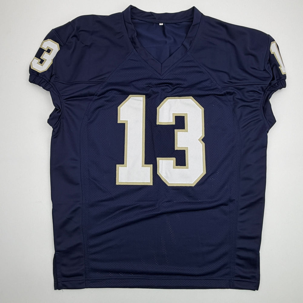 Autographed/Signed Riley Leonard Notre Dame Blue Pro Cut College Football Jersey JSA COA
