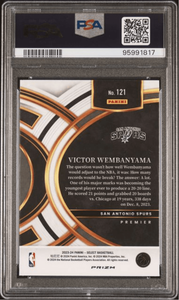 Graded 2023 Panini Select Victor Wembanyama #121 Tectonic Rookie RC Basketball Card PSA 10 Gem Mint