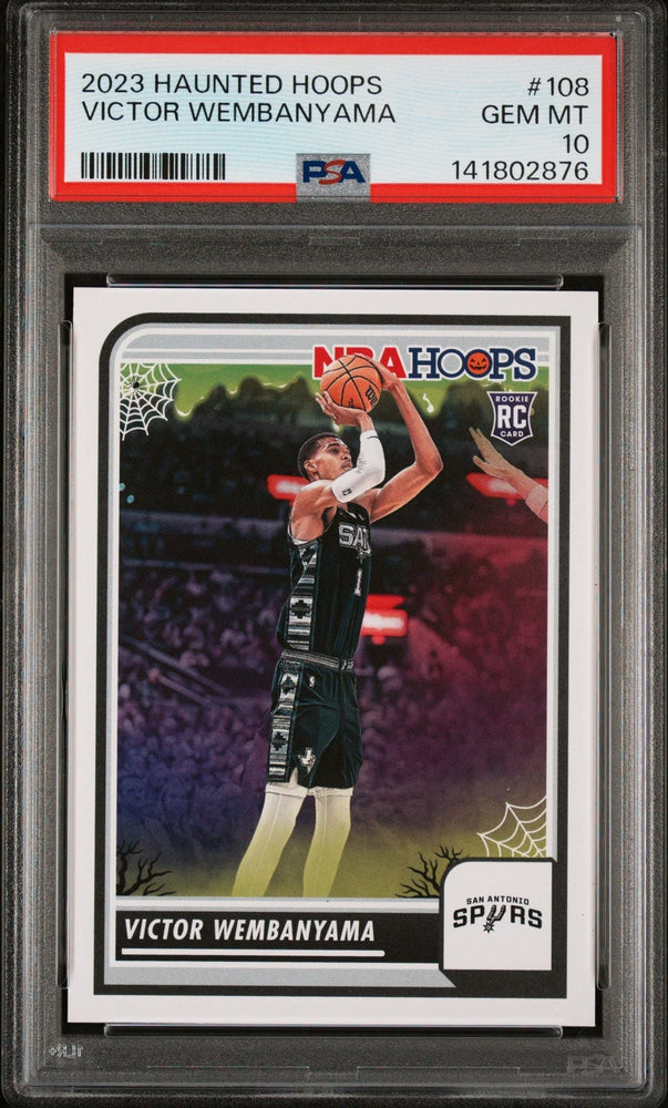 Graded 2023 Panini NBA Haunted Hoops Victor Wembanyama #108 Rookie RC Basketball Card PSA 10 Gem Mint